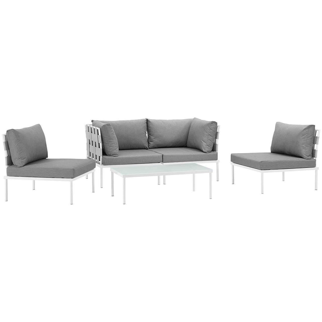 Harmonize 5-Piece Alfresco Sectional Sofa Set, White & Gray