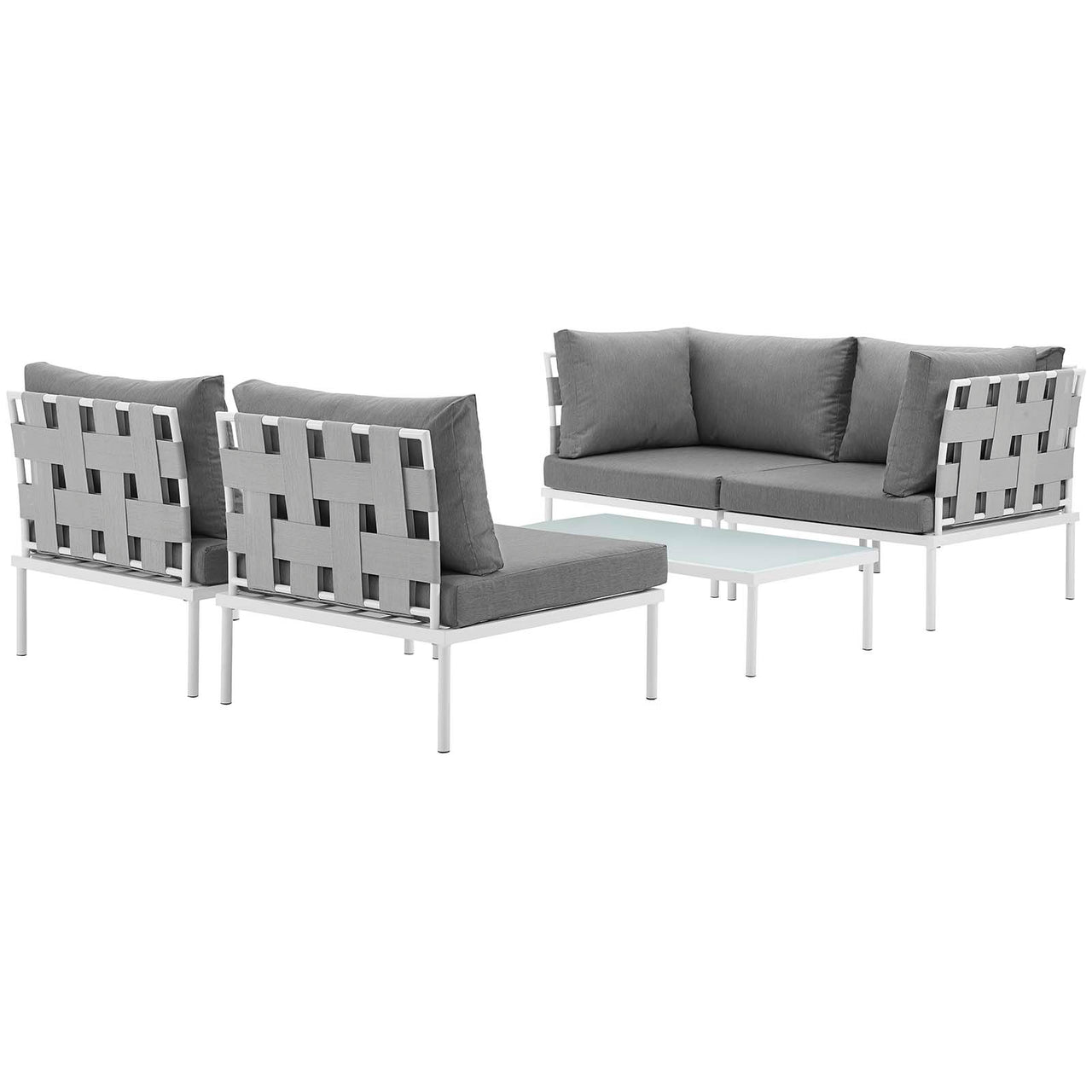 Harmonize 5-Piece Alfresco Sectional Sofa Set, White & Gray