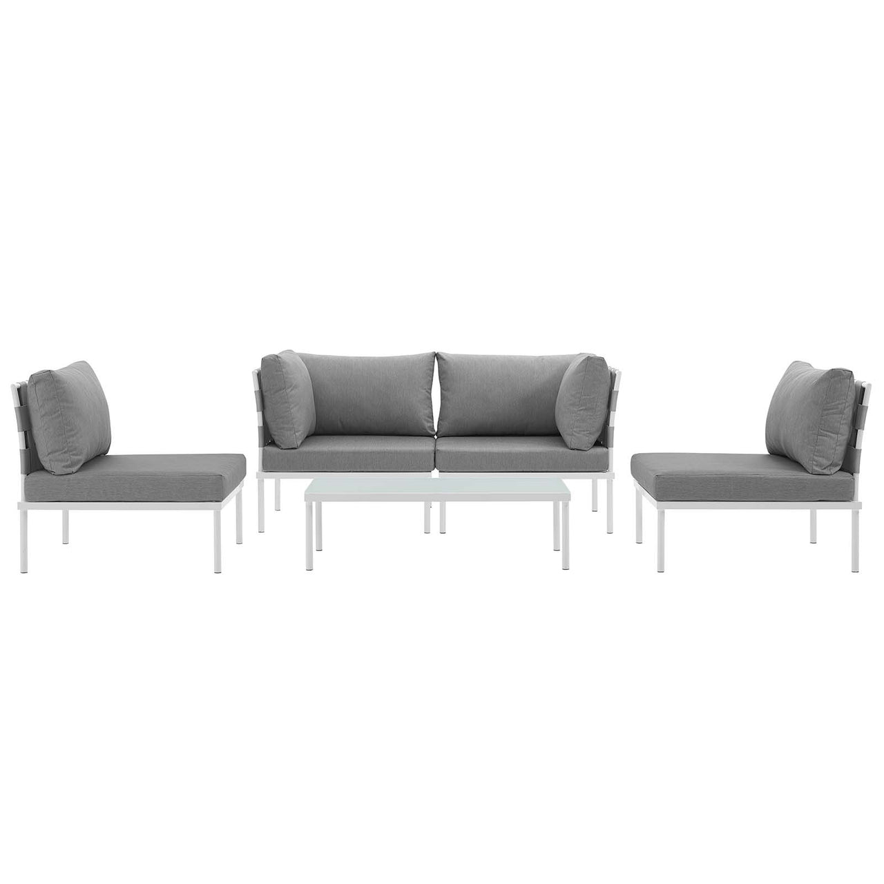 Harmonize 5-Piece Alfresco Sectional Sofa Set, White & Gray