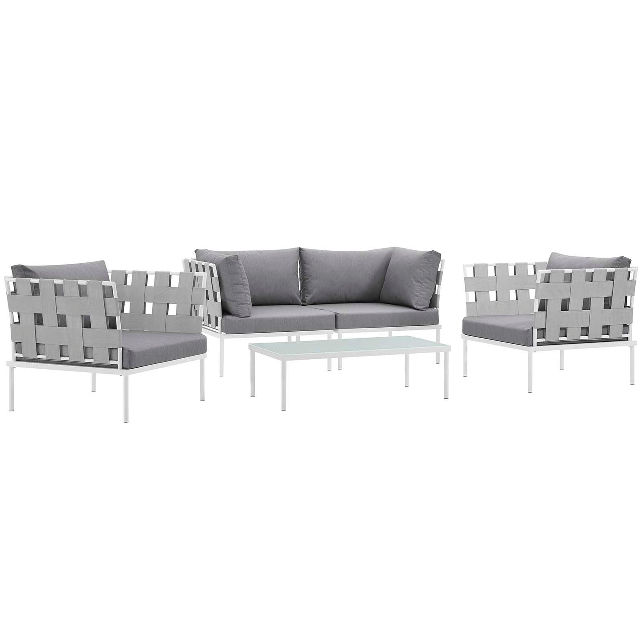 Harmonize 5-Piece Alfresco Sectional Sofa Set, White & Gray