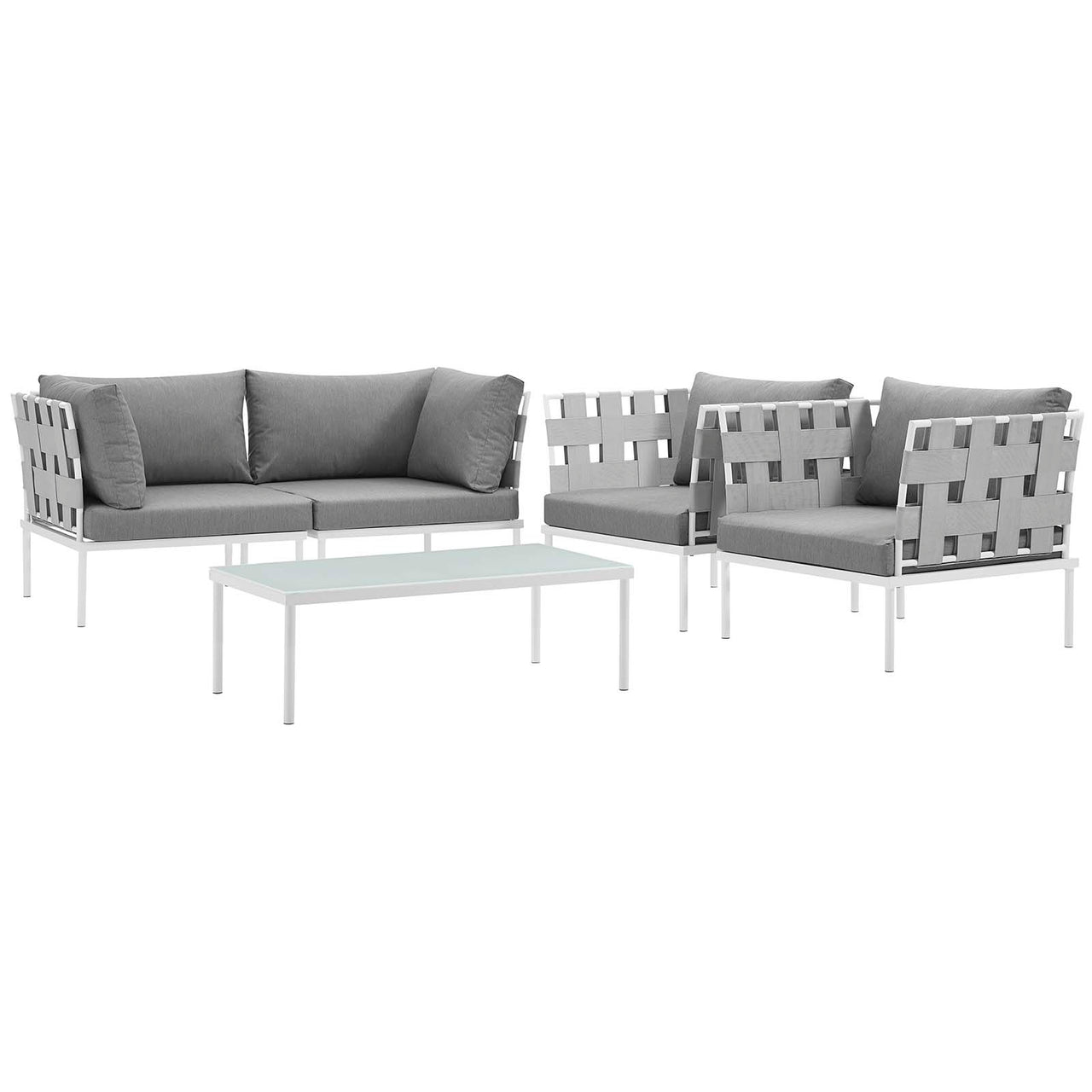 Harmonize 5-Piece Alfresco Sectional Sofa Set, White & Gray