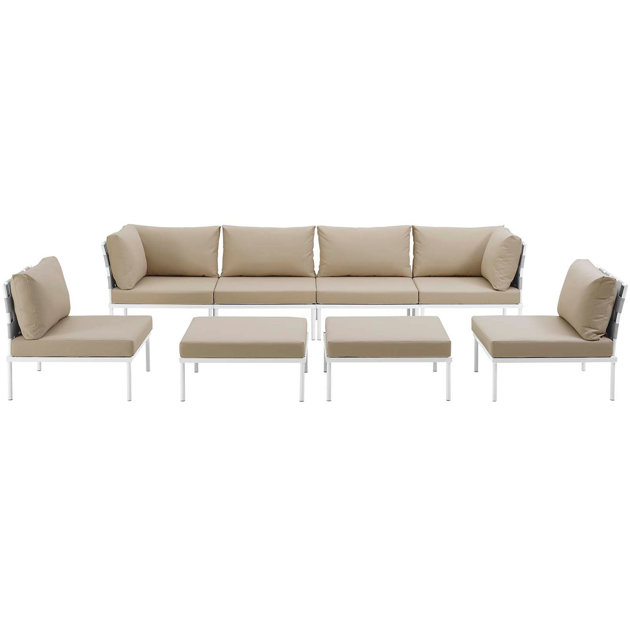 Harmonize 8-Piece Alfresco Sectional Sofa Set, White & Beige