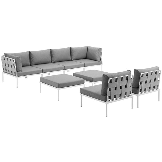 Harmonize 8-Piece Alfresco Sectional Sofa Set, White & Gray