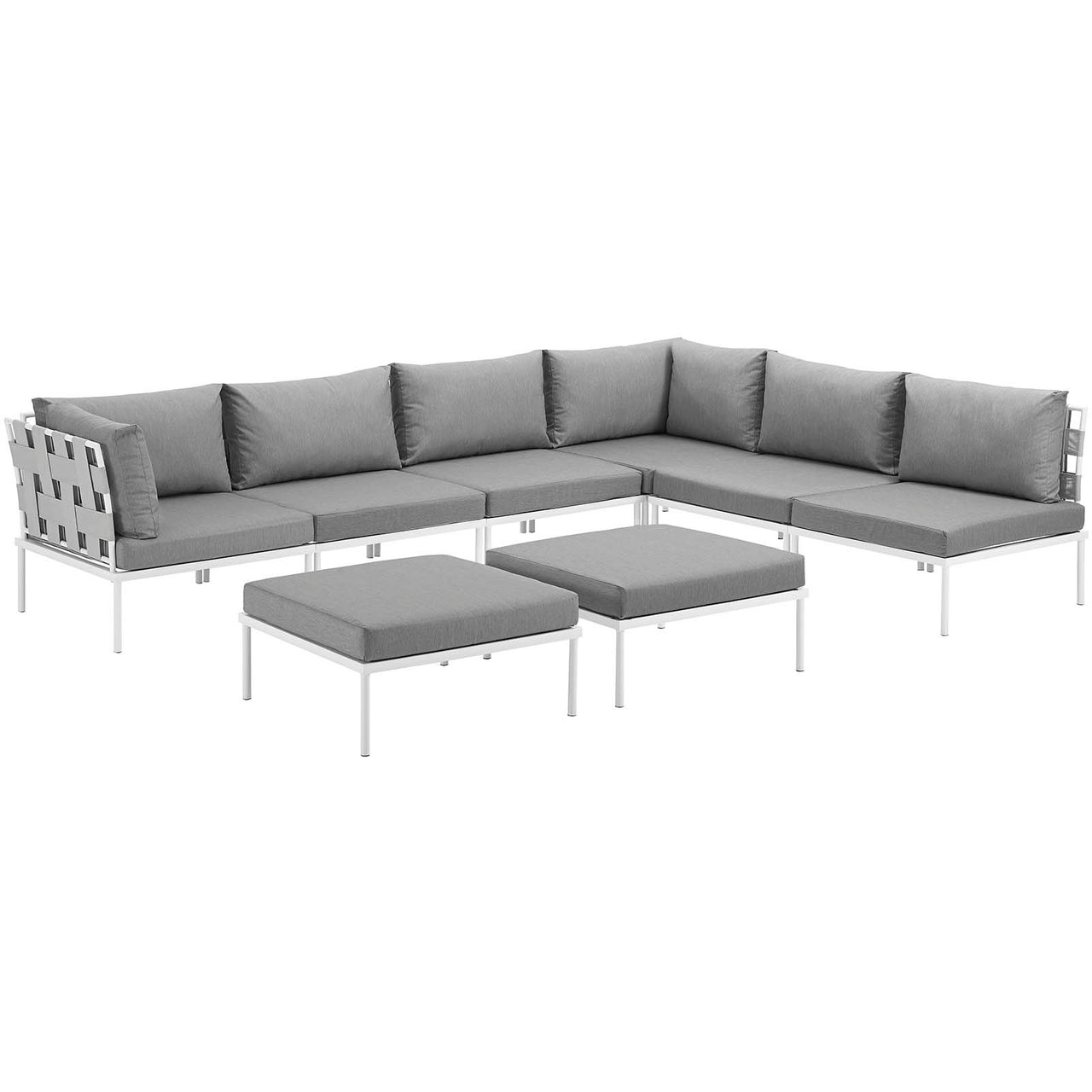 Harmonize 8-Piece Alfresco Sectional Sofa Set, White & Gray