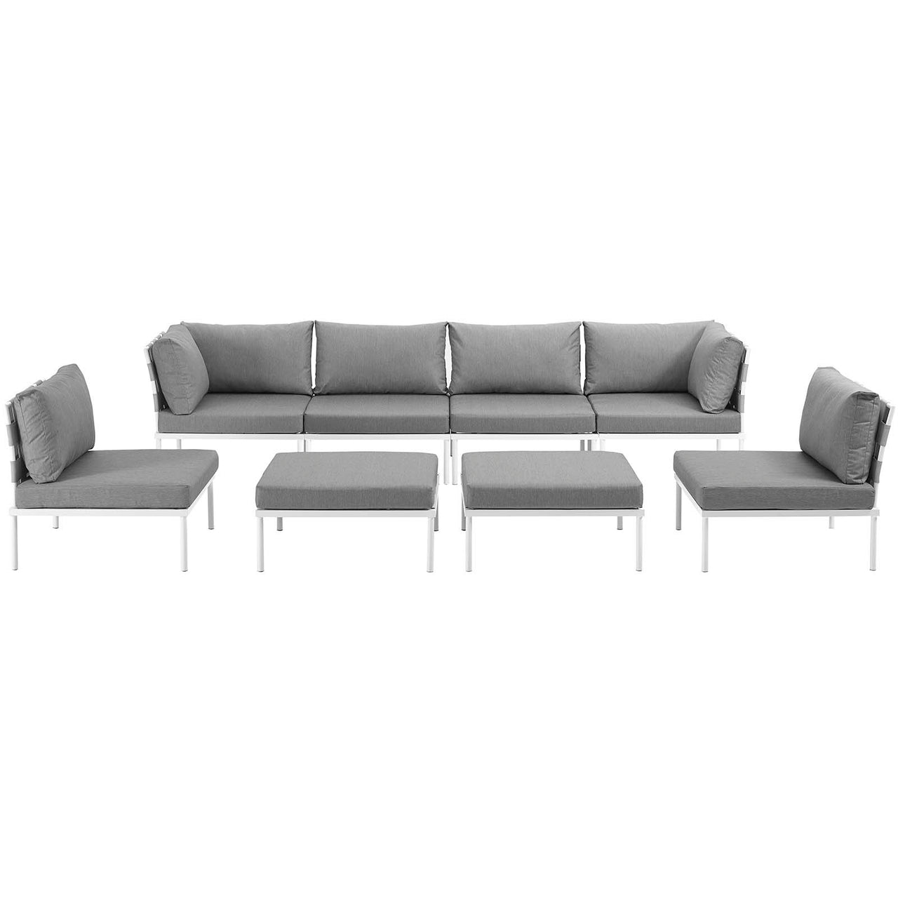 Harmonize 8-Piece Alfresco Sectional Sofa Set, White & Gray