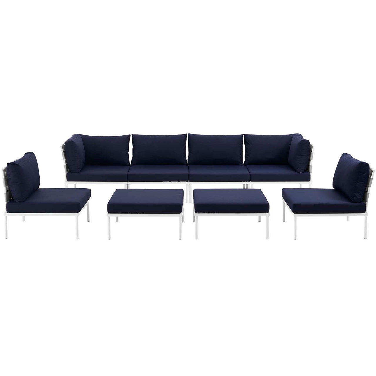 Harmonize 8-Piece Alfresco Sectional Sofa Set, White & Navy