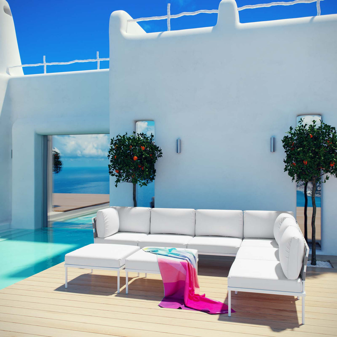 Harmonize 8-Piece Alfresco Sectional Sofa Set, White