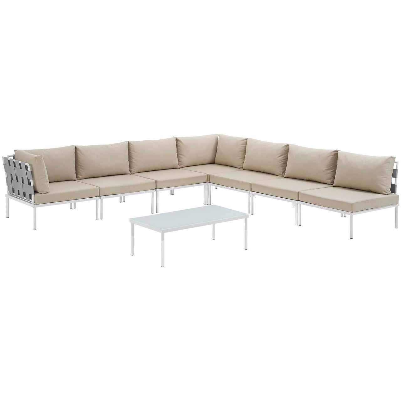 Harmonize 8-Piece Alfresco Sectional Sofa Set, White & Beige