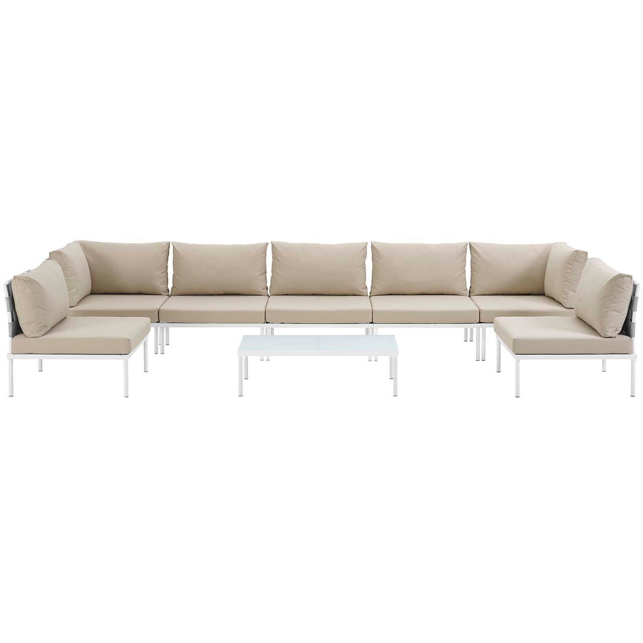 Harmonize 8-Piece Alfresco Sectional Sofa Set, White & Beige