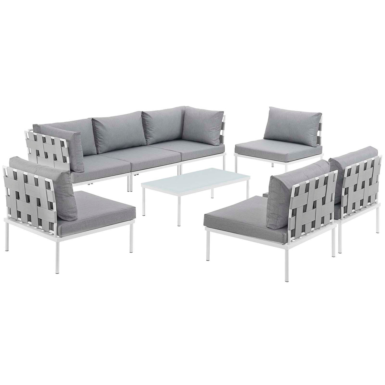 Harmonize 8-Piece Alfresco Sectional Sofa Set, White & Gray