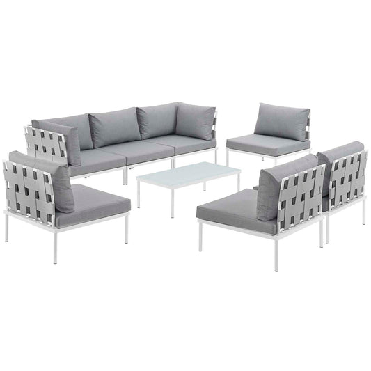Harmonize 8-Piece Alfresco Sectional Sofa Set, White & Gray