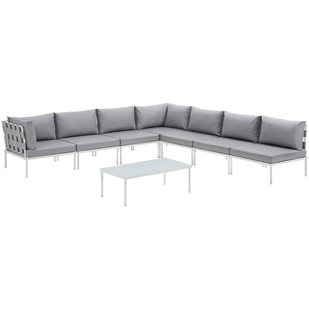 Harmonize 8-Piece Alfresco Sectional Sofa Set, White & Gray
