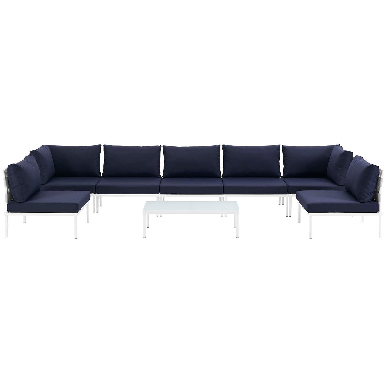 Harmonize 8-Piece Alfresco Sectional Sofa Set, White & Navy