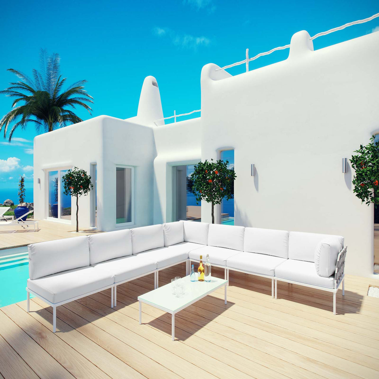 Harmonize 8-Piece Alfresco Sectional Sofa Set, White