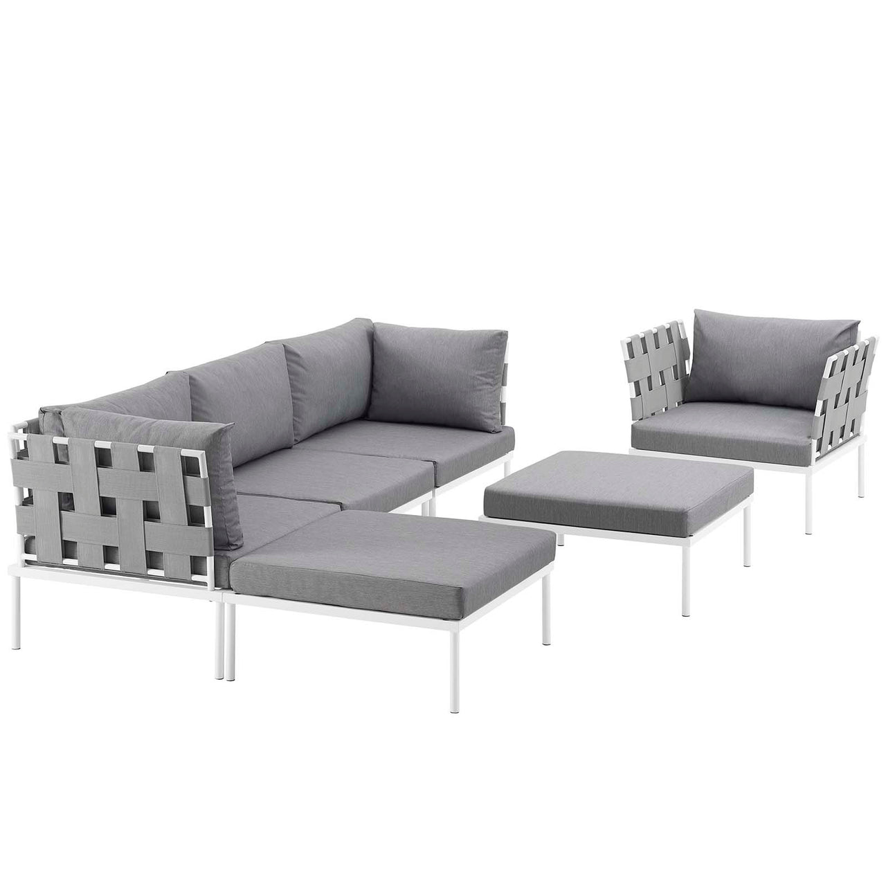 Harmonize 6-Piece Alfresco Sectional Sofa Set, White & Gray