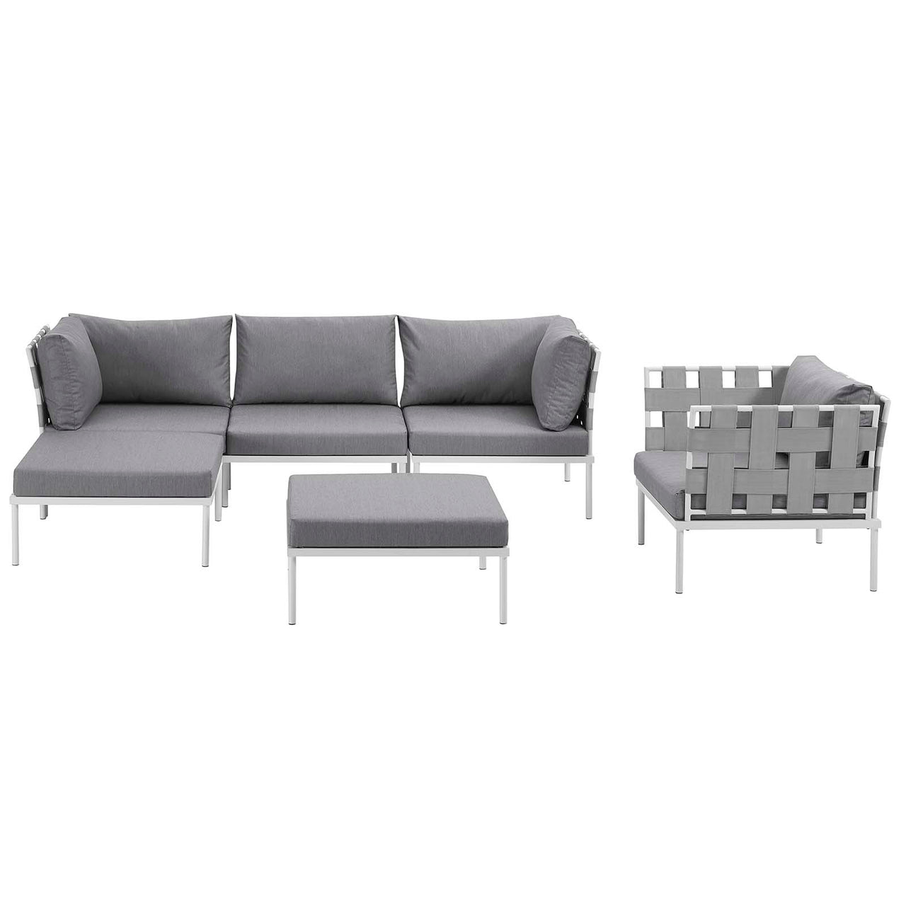 Harmonize 6-Piece Alfresco Sectional Sofa Set, White & Gray