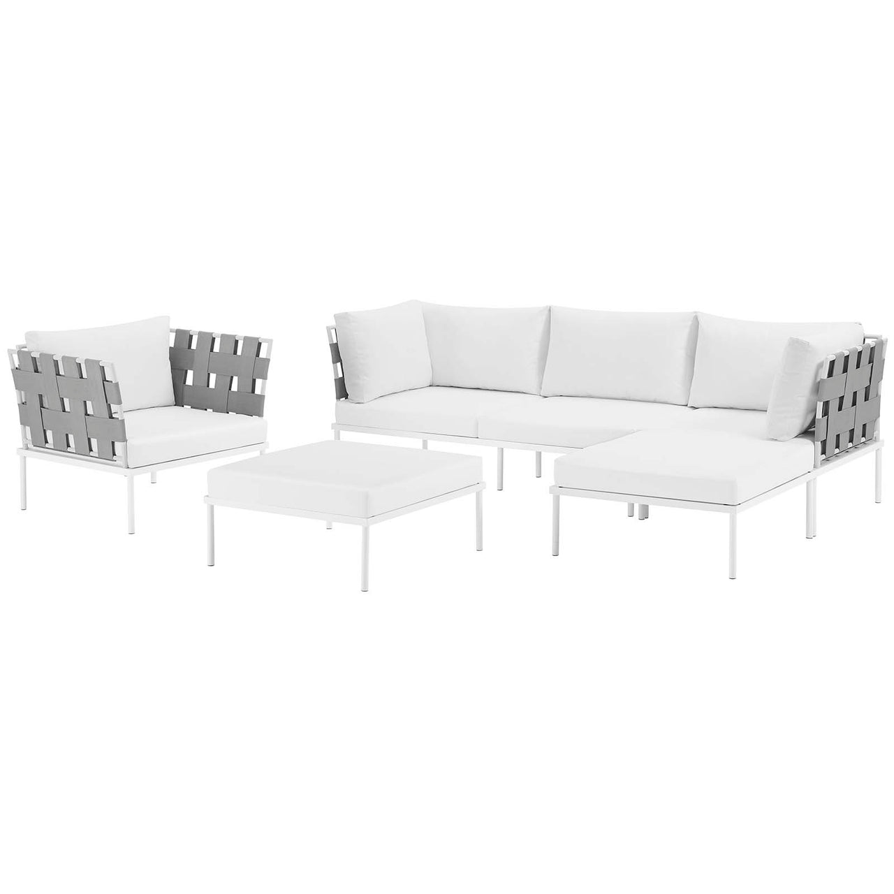 Harmonize 6-Piece Alfresco Sectional Sofa Set, White