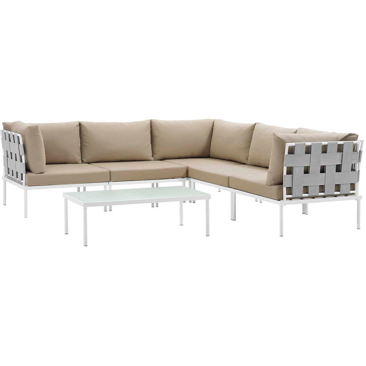 Harmonize 6-Piece Alfresco Sectional Sofa Set, White & Beige