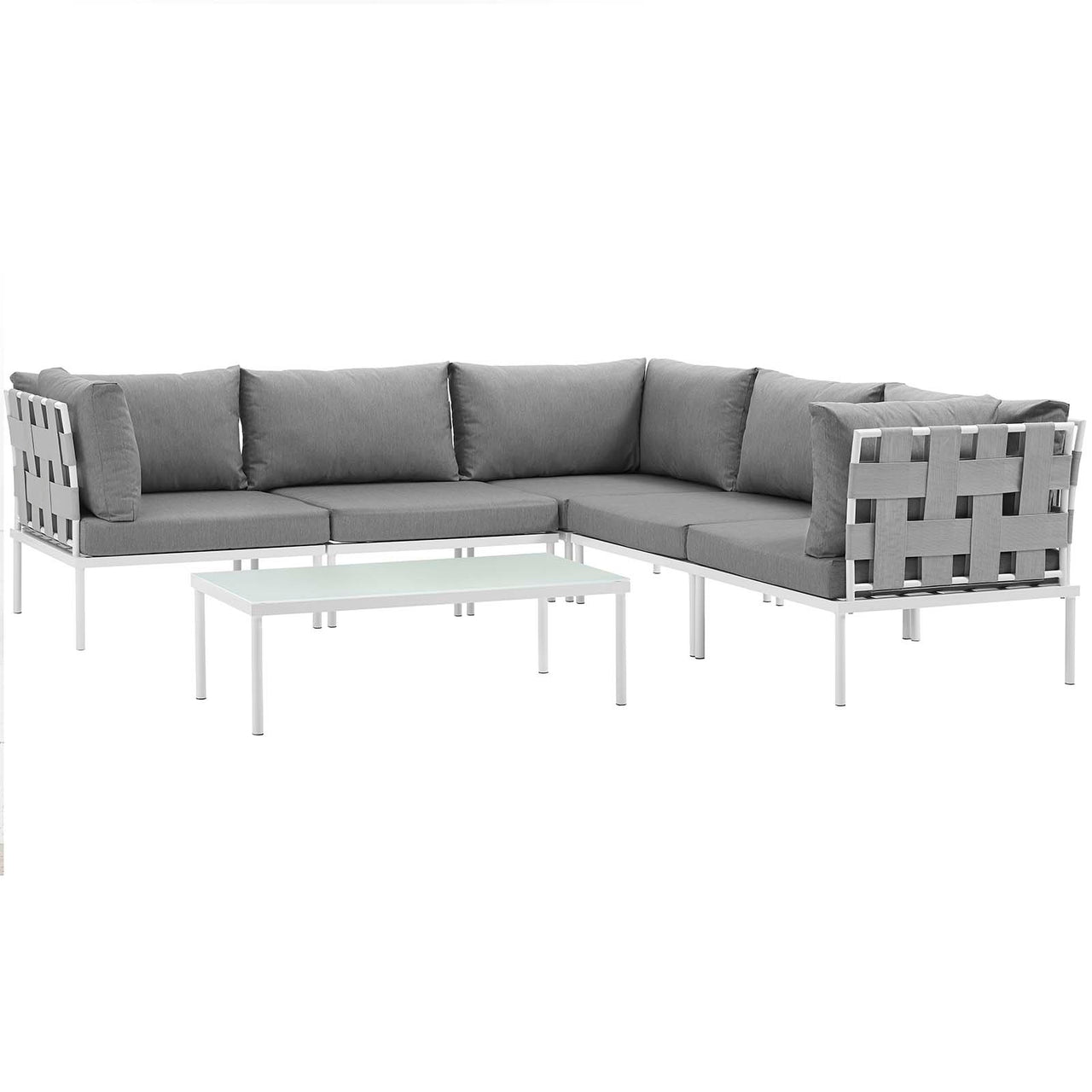 Harmonize 6-Piece Alfresco Sectional Sofa Set, White & Gray