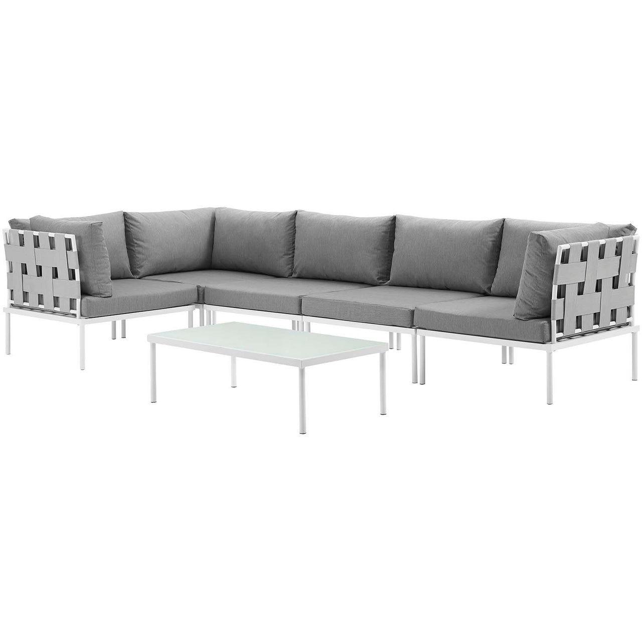 Harmonize 6-Piece Alfresco Sectional Sofa Set, White & Gray