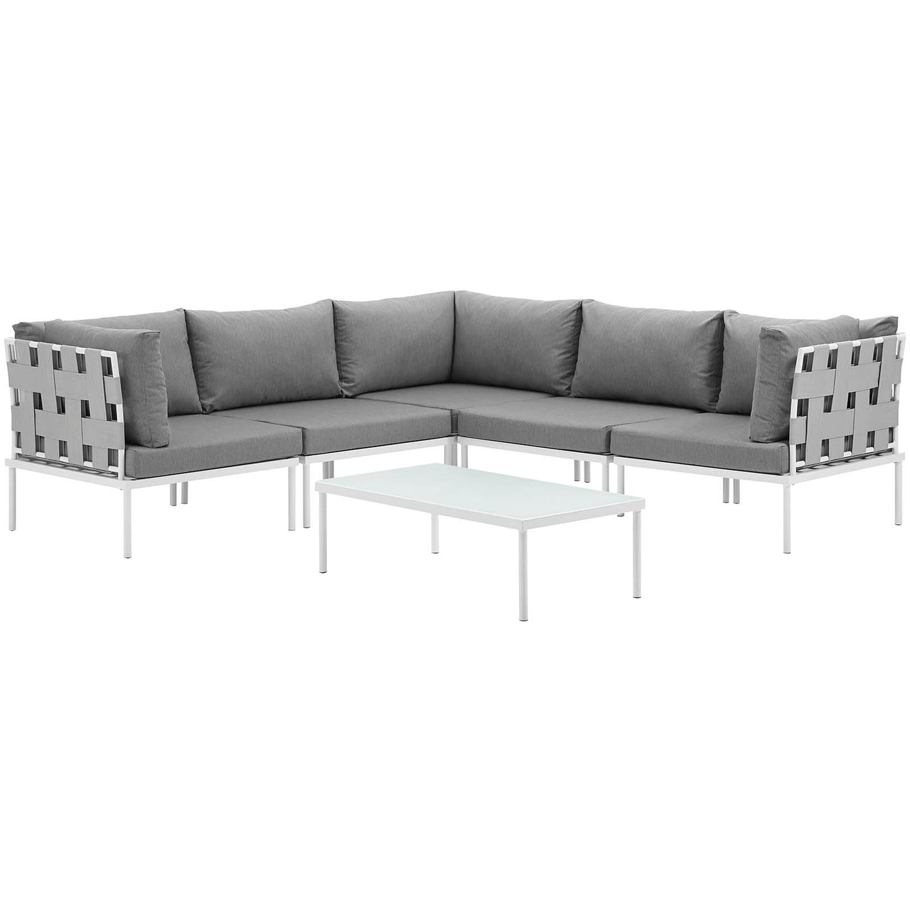 Harmonize 6-Piece Alfresco Sectional Sofa Set, White & Gray