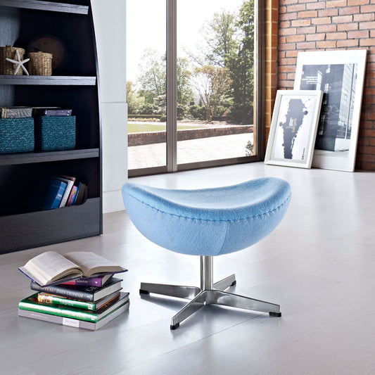 Luvar Woolen Upholstery Ottoman, Baby Blue