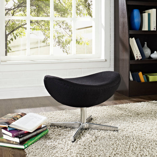Luvar Woolen Upholstery Ottoman, Black