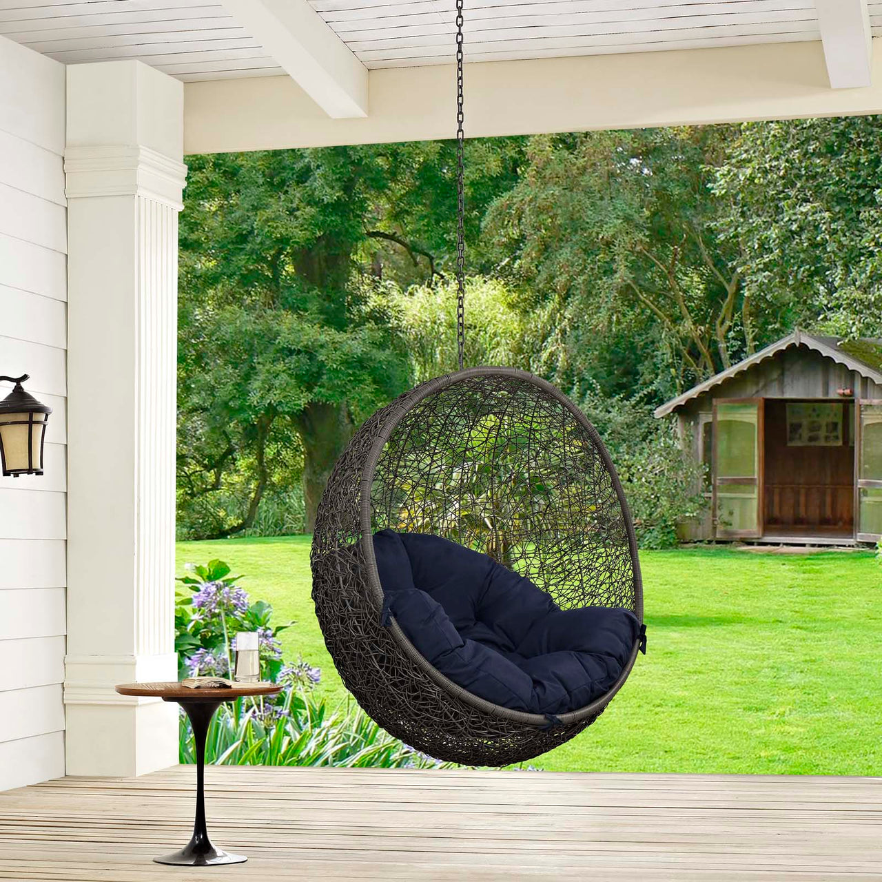 Shell Alfresco Swing Chair w/o Stand, Gray & Navy