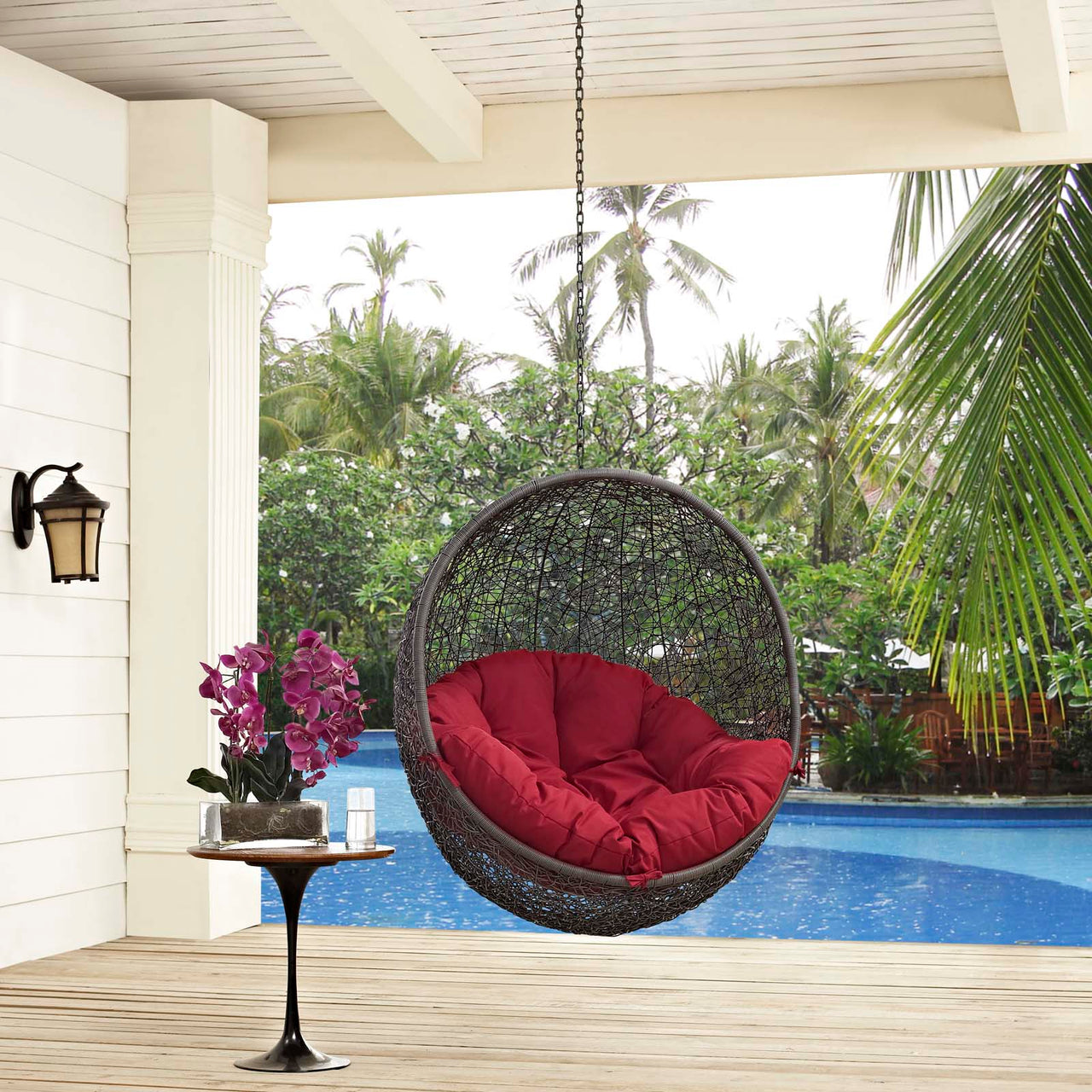 Shell Alfresco Swing Chair w/o Stand, Gray & Red
