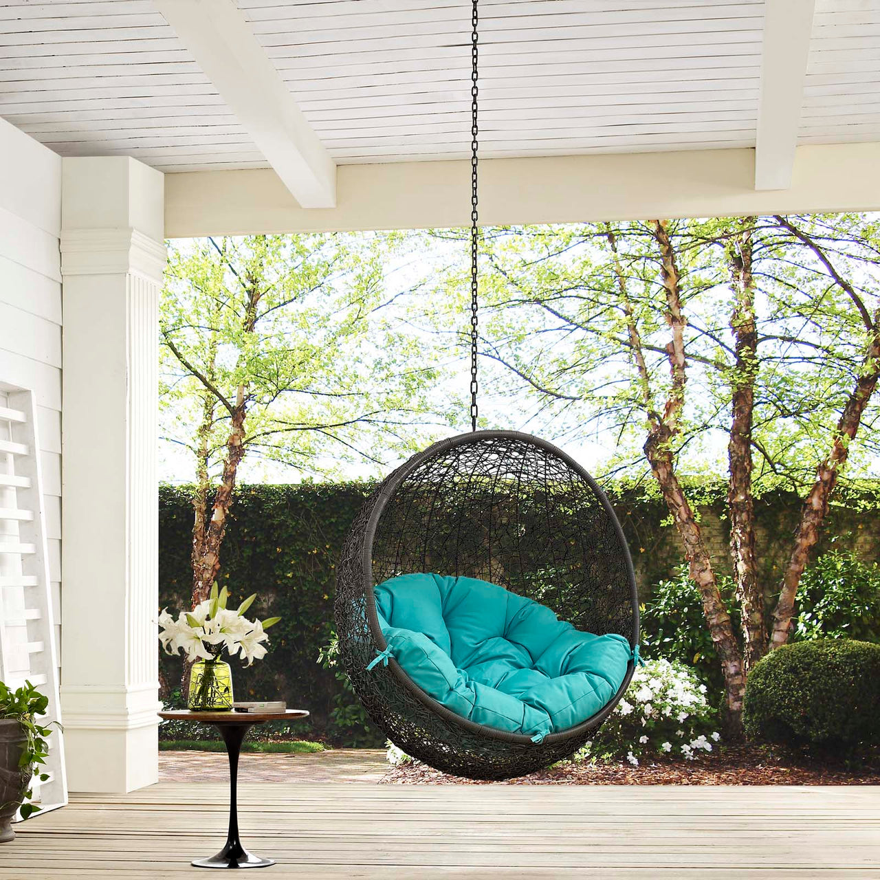 Shell Alfresco Swing Chair w/o Stand, Gray & Turquoise