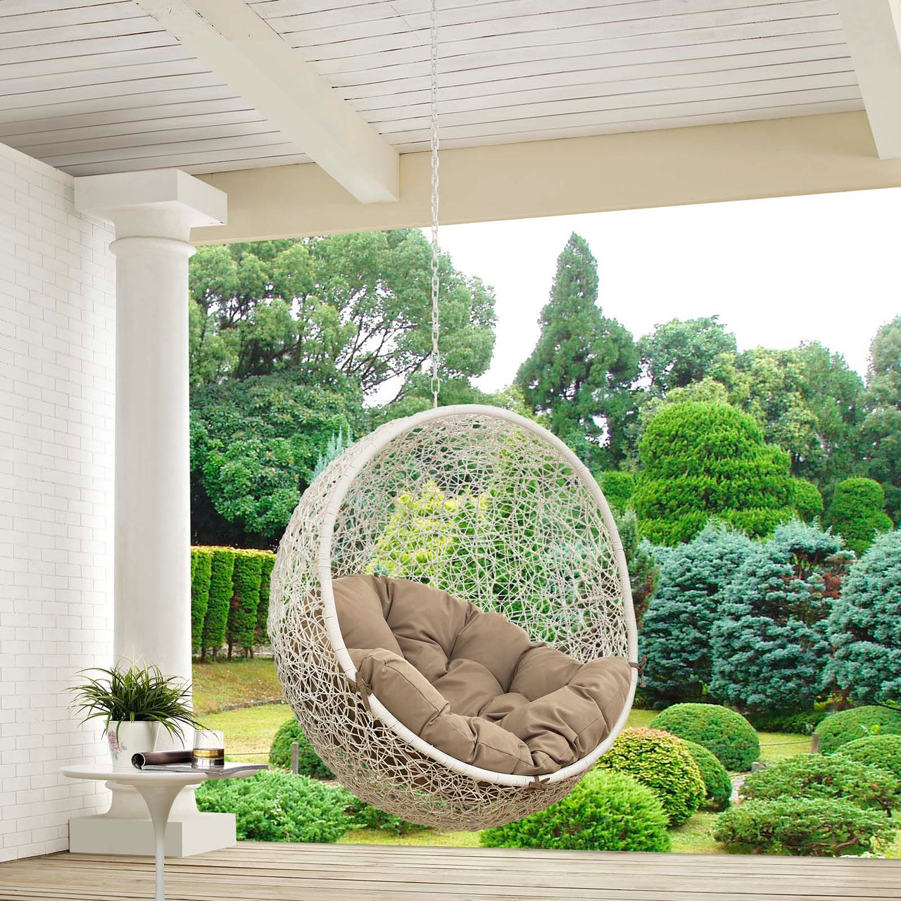 Shell Alfresco Swing Chair w/o Stand, White & Mocha