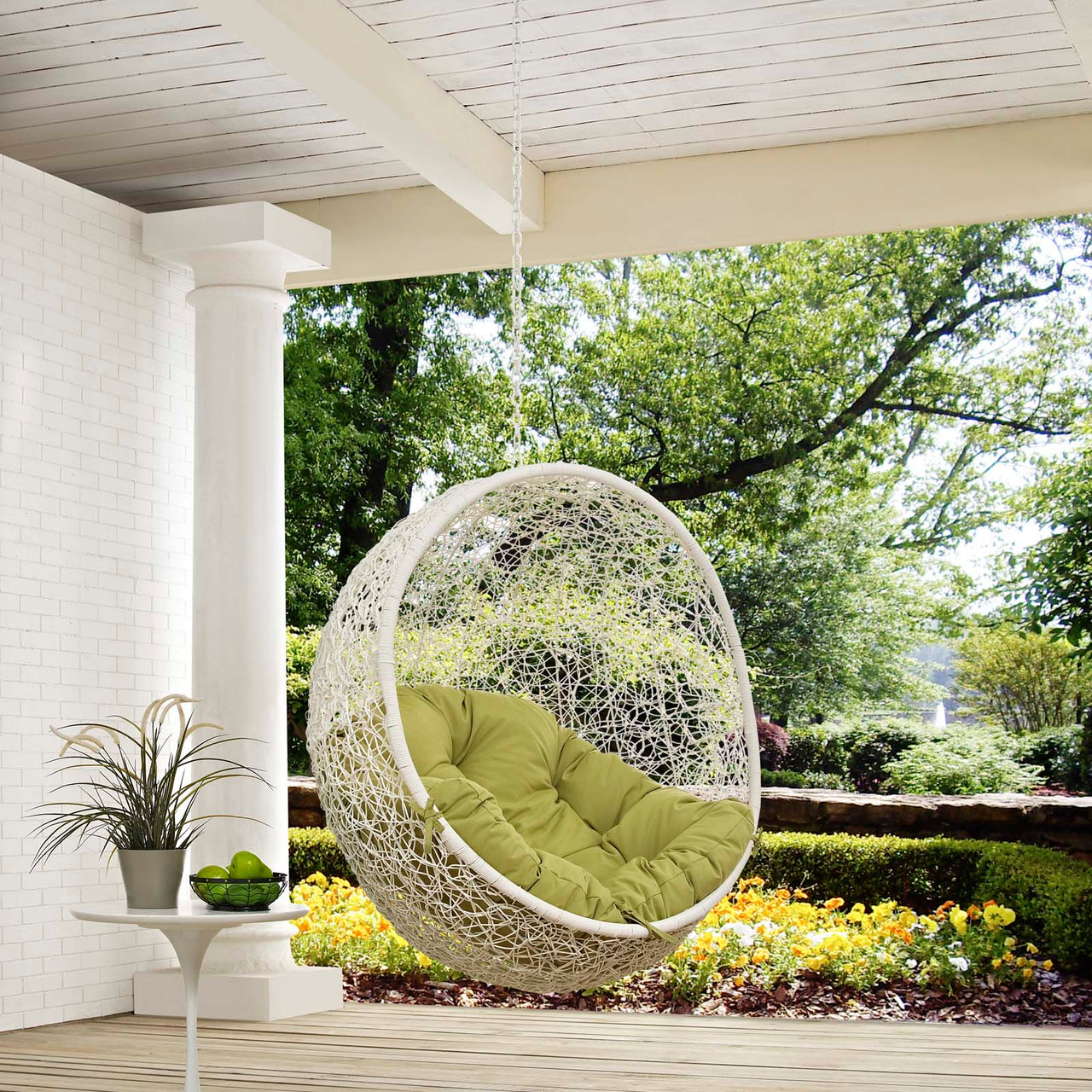 Shell Alfresco Swing Chair w/o Stand, White & Peridot
