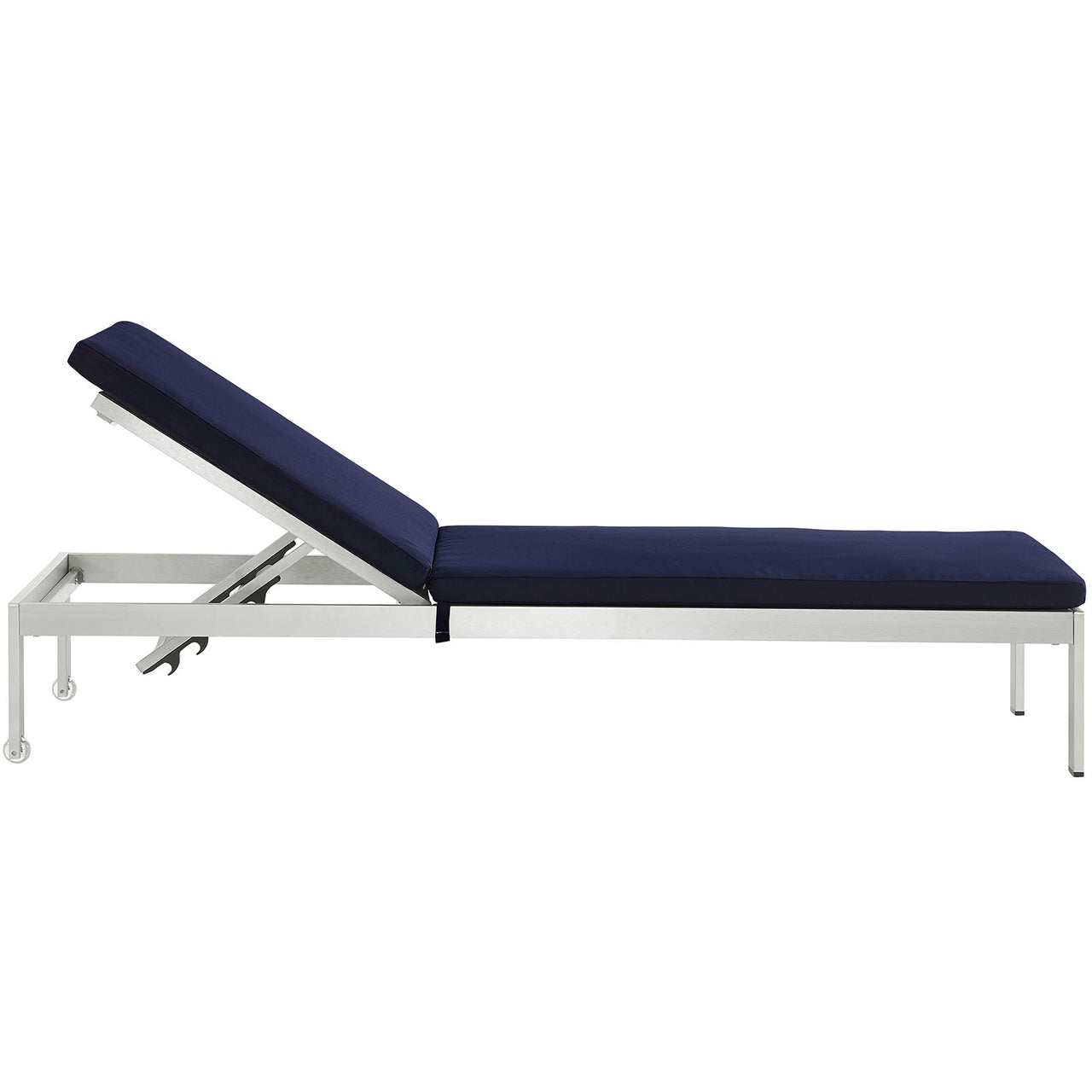Shorea Alfresco Chaise with Cushions, Silver & Navy