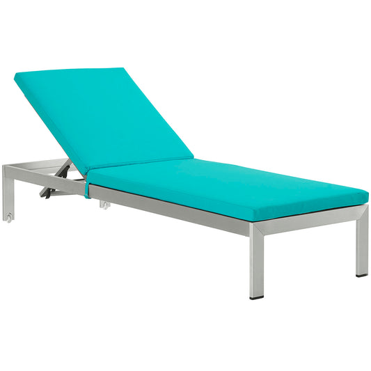 Shorea Alfresco Chaise with Cushions, Silver & Turquoise