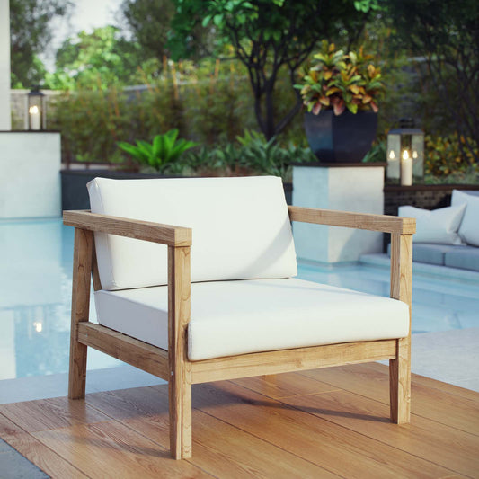 Brentford Alfresco Armchair, Natural Wood & White