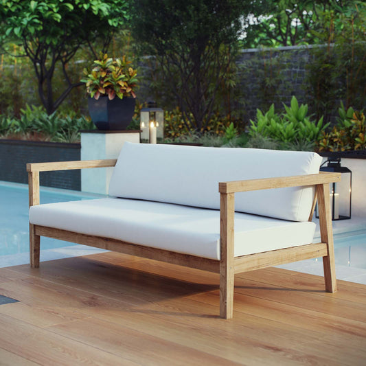 Brentford Alfresco Sofa, Natural Wood & White