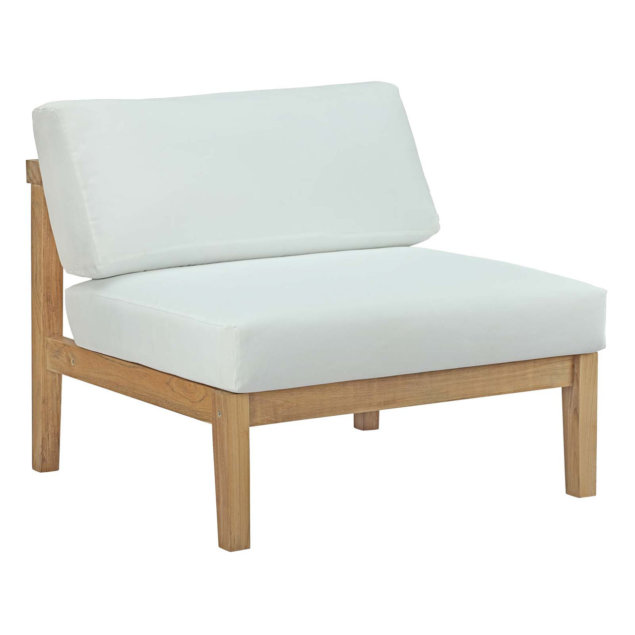 Brentford Alfresco Armless Chair | Outdoor Modular Sectional Component, Natural Wood & White