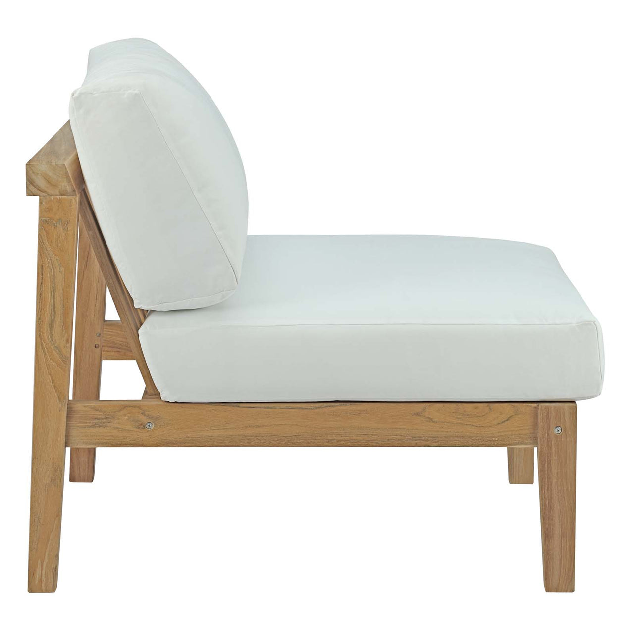 Brentford Alfresco Armless Chair | Outdoor Modular Sectional Component, Natural Wood & White