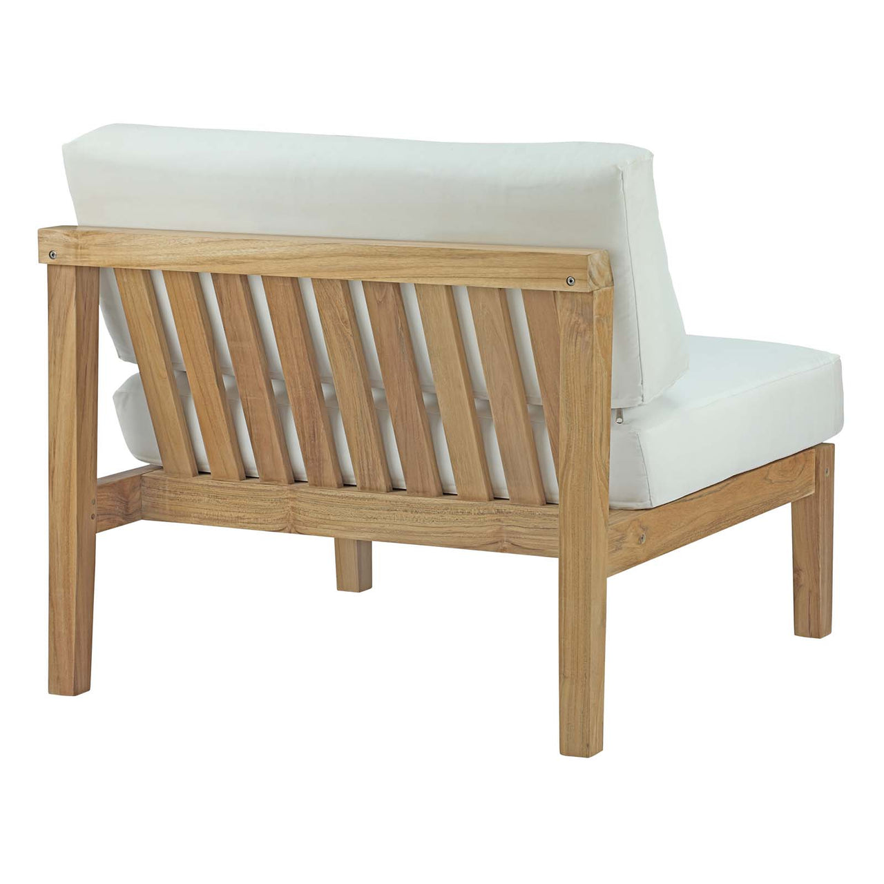 Brentford Alfresco Armless Chair | Outdoor Modular Sectional Component, Natural Wood & White
