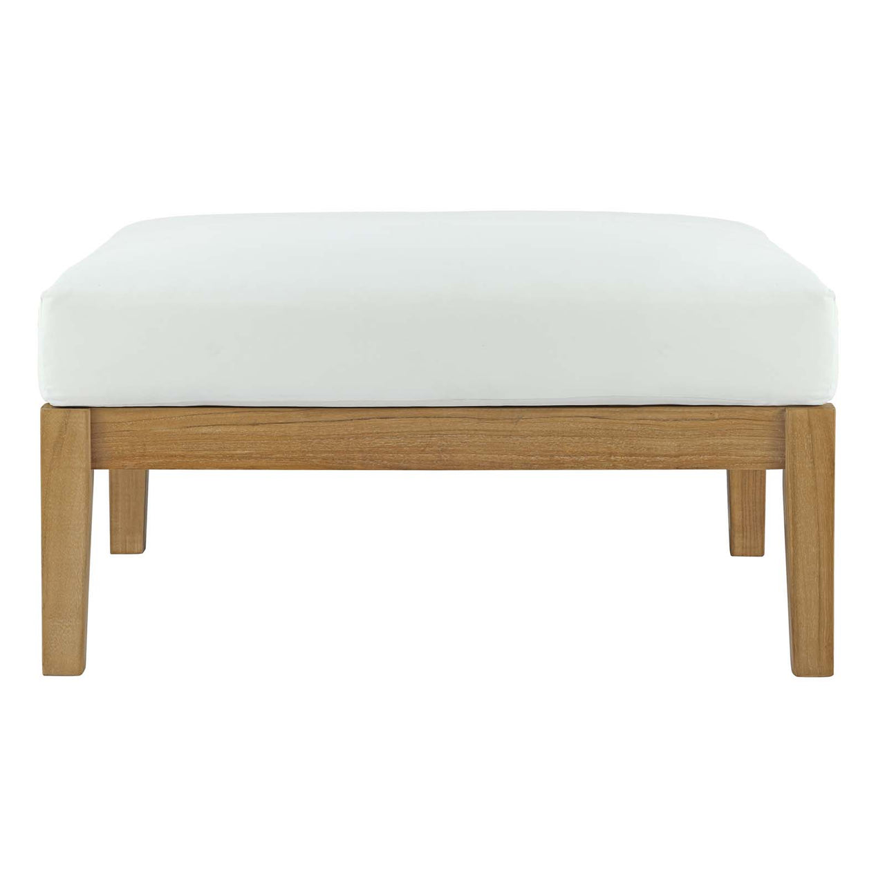 Brentford Alfresco Ottoman | Outdoor Modular Sectional Component, Natural Wood & White
