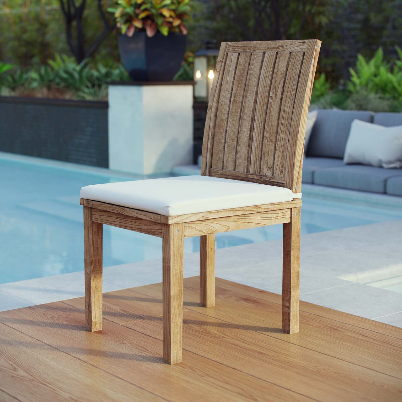 Shorehaven Alfresco Dining Chair, Natural Wood & White