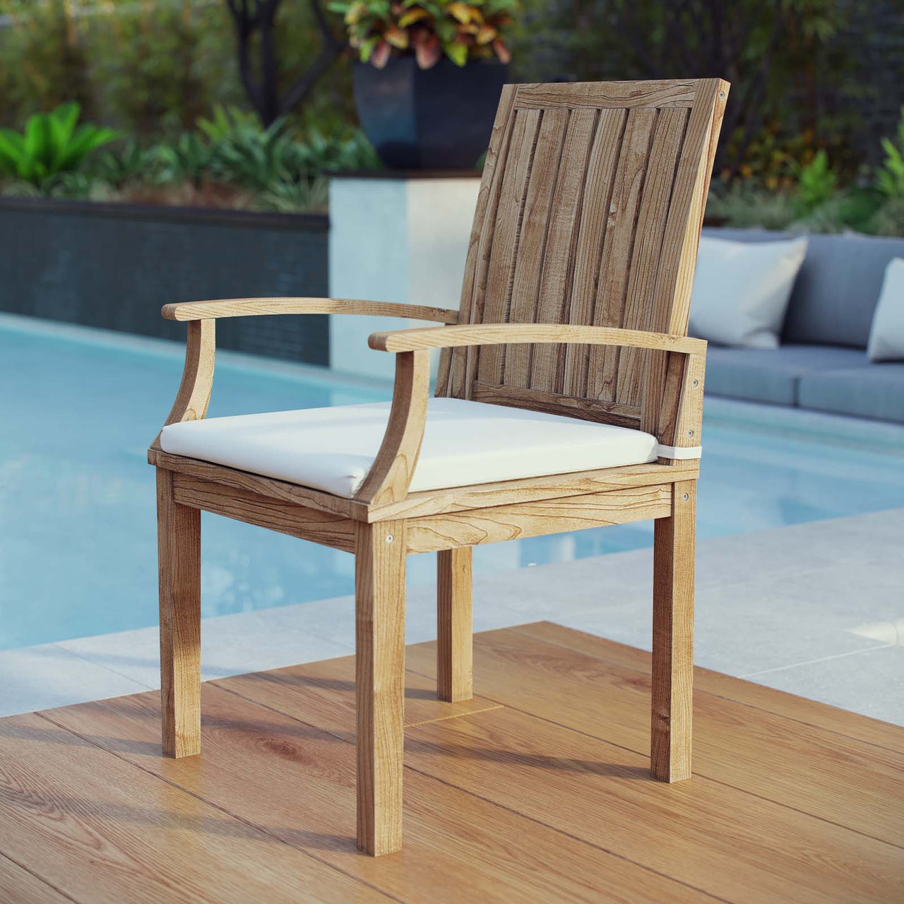 Shorehaven Alfresco Dining Chair, Natural Wood & White