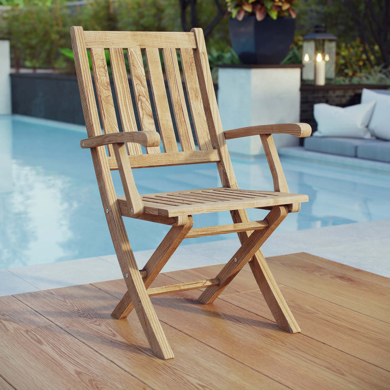 Shorehaven Alfresco Folding Chair, Natural Wood