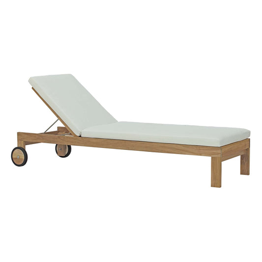 Rizer Alfresco Grade-A Teak Chaise, Natural Wood & White