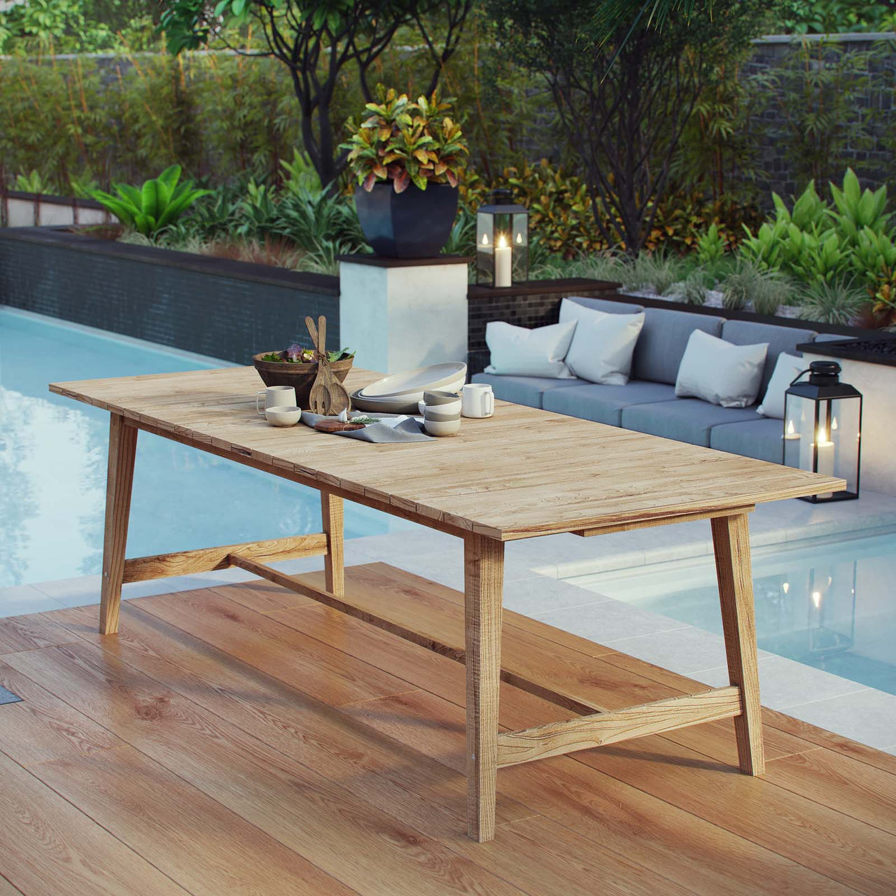 Kivora Alfresco Teak Dining Table, Natural Wood