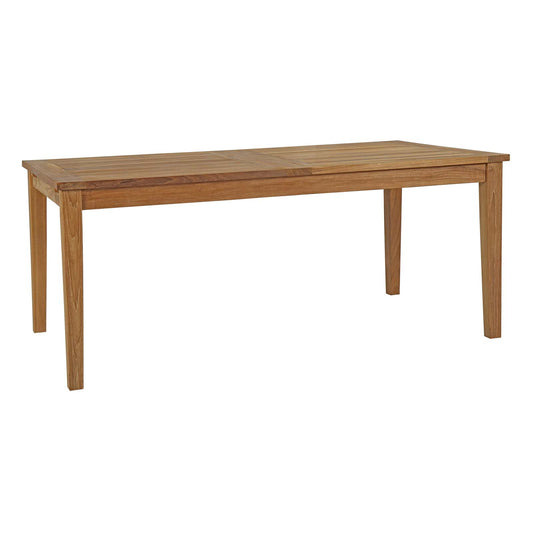 Marina Extendable Outdoor Patio Teak Dining Table, Natural Wood