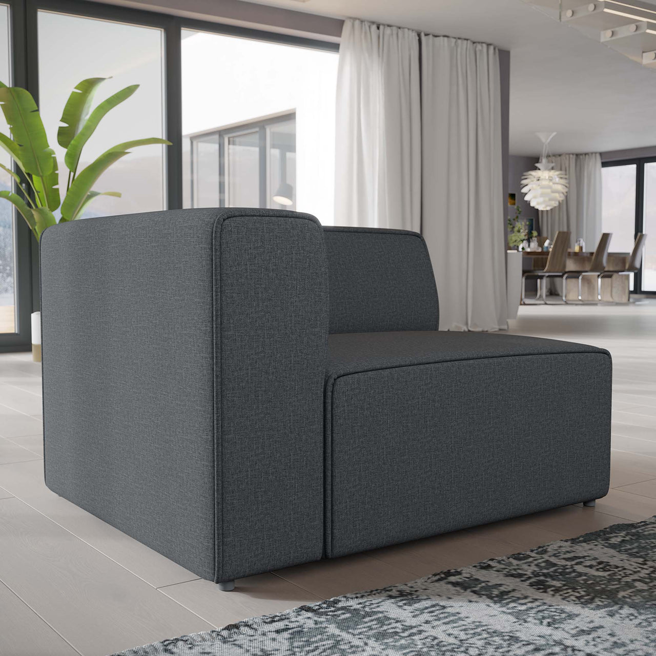Coalesse Fabric Left-Facing Chair | Modular Sectional Component, Gray