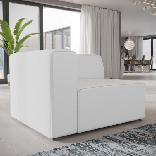 Coalesse Fabric Left-Facing Chair | Modular Sectional Component, White