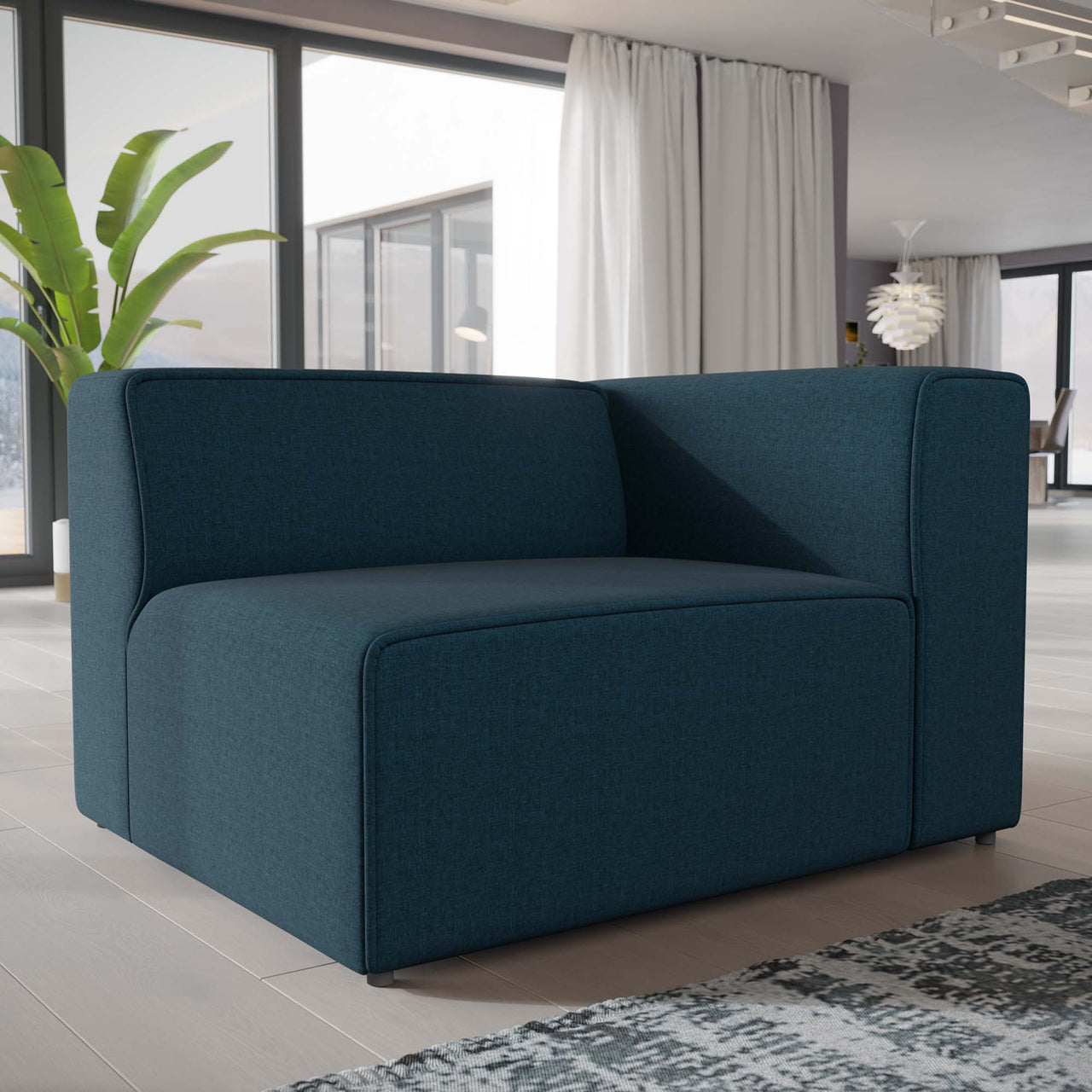 Coalesse Fabric Right-Facing Chair | Modular Sectional Component, Blue