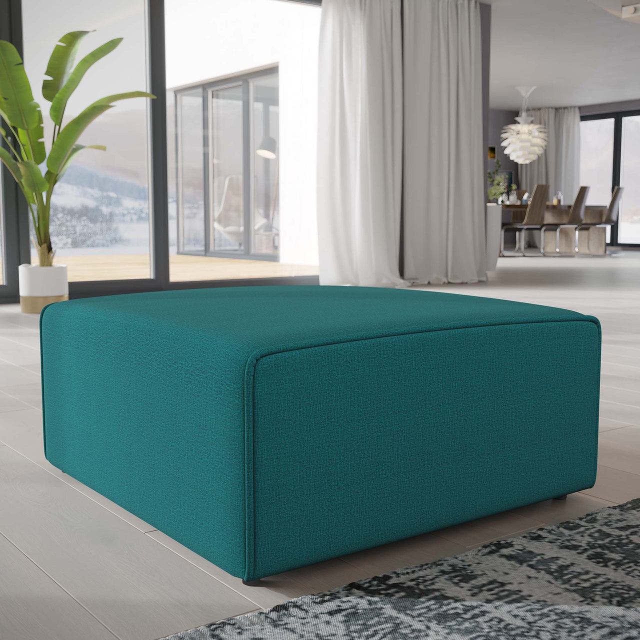 Coalesse Fabric Ottoman | Modular Sectional Component, Teal